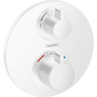 Внешняя часть термостата для душа hansgrohe Ecostat S скрытого монтажа на 2 потребителя 15758700, матовый белый, уцененный товар
