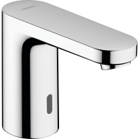 Смеситель для раковины hansgrohe Vernis Blend 100 электронный, с предустановленной температурой, питание от сети 230V 71501000, хром