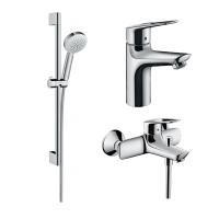 Готовый набор для ванны hansgrohe Novus с ручным душем Crometta и смесителем для раковины HG-PR209, хром