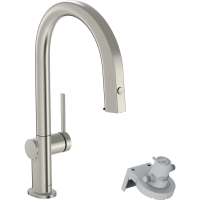 Смеситель для кухонной мойки hansgrohe Aqittura M91 210, с вытяжным изливом 1jet и функцией фильтрации, без фильтра в комплекте 76803800, под сталь