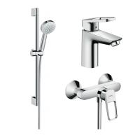 Готовый набор для душа hansgrohe Logis с ручным душем Crometta и смесителем для раковины HG-PR210, хром