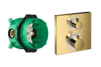 Hansgrohe 15714990S Set HG Ecostat Square термостатический смеситель для душа (15714990+01800180), полированное золото