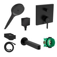 Готовый набор для ванны скрытого монтажа hansgrohe Finoris с ручным душем Rainfinity HG-PR74, матовый черный