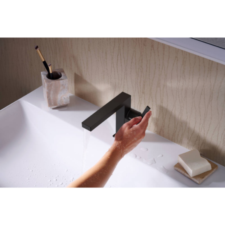 Смеситель для раковины hansgrohe Tecturis E 110 Fine CoolStart, EcoSmart+, с донным клапаном Push-Open, 73020670, матовый черный