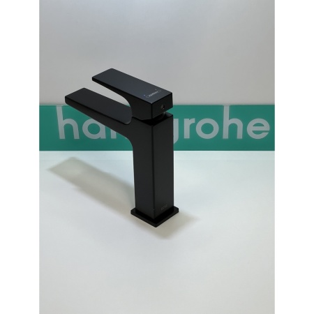 Смеситель для раковины hansgrohe Metropol 110 со сливным клапаном Push-Open 32507670/U, матовый черный, уцененный товар