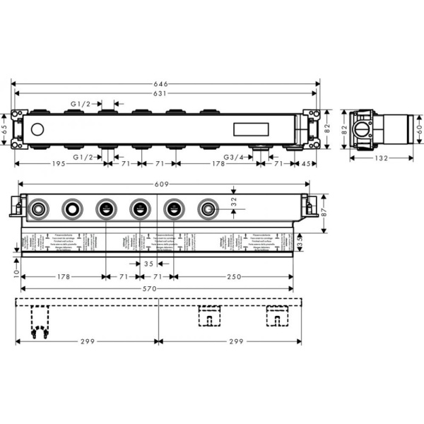 Скрытая часть hansgrohe RainSelect для 4 потребителей 15312180