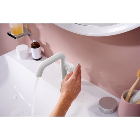 Смеситель для раковины hansgrohe Tecturis S 110 Fine CoolStart, EcoSmart+, 73321700, матовый белый