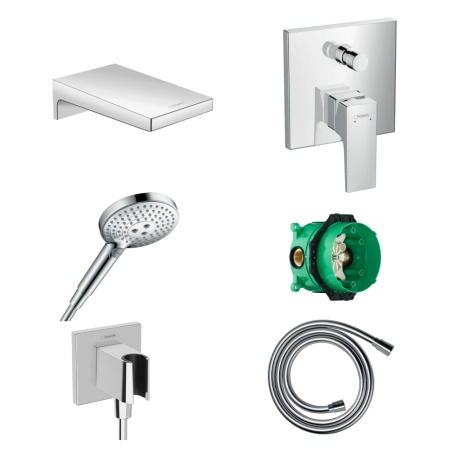 Готовый набор для ванны скрытого монтажа hansgrohe Metropol с ручным душем Raindance HG-PR139, хром