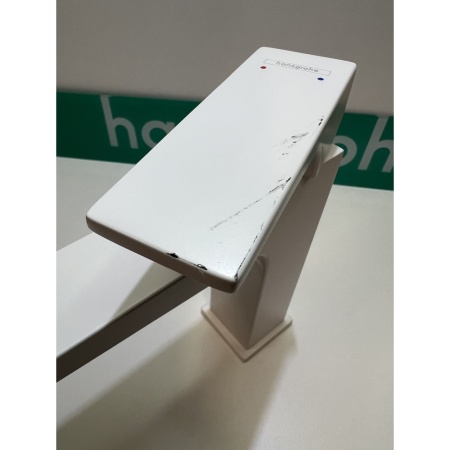 Смеситель для раковины hansgrohe Metropol 110 со сливным клапаном Push-Open 32507700/U, матовый белый, уцененный товар