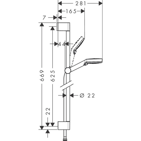 Душевой гарнитур hansgrohe Crometta 100 Vario, 2 режима, со штангой 65 см 26532400, белый/хром, уцененный товар