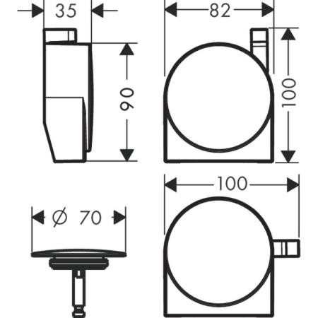 Внешняя часть системы налива/слива-перелива для ванны hansgrohe Exafill S 58117140, шлифованная бронза