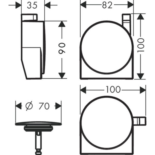 Внешняя часть системы налива/слива-перелива для ванны hansgrohe Exafill S 58117140, шлифованная бронза