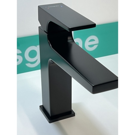 Смеситель для раковины hansgrohe Metropol 110 со сливным клапаном Push-Open 32507670/U, матовый черный, уцененный товар