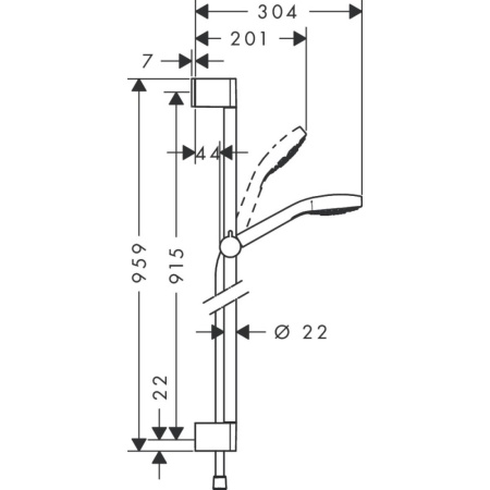 Душевой гарнитур hansgrohe Croma Select E 110 3jet Multi со штангой 90 см 26590400/U, белый/хром, уцененный товар
