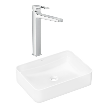 Готовый набор для раковины hansgrohe Xuniva Q накладной со смесителем Metropol 260 HG-PR229, белый/хром