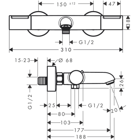 Термостат для ванны hansgrohe Ecostat Element, 13347000, хром
