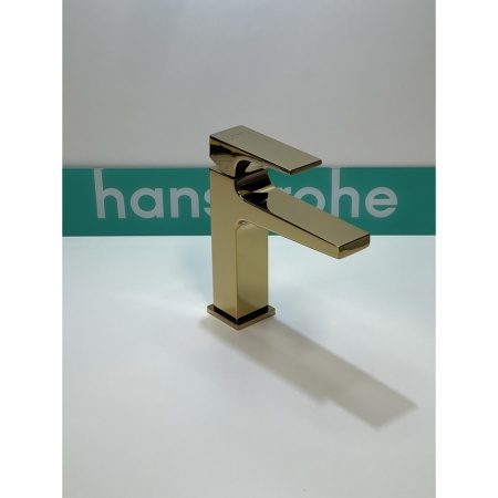 Смеситель для раковины hansgrohe Metropol 110 со сливным клапаном Push-Open 32507990/U, полированное золото, уцененный товар