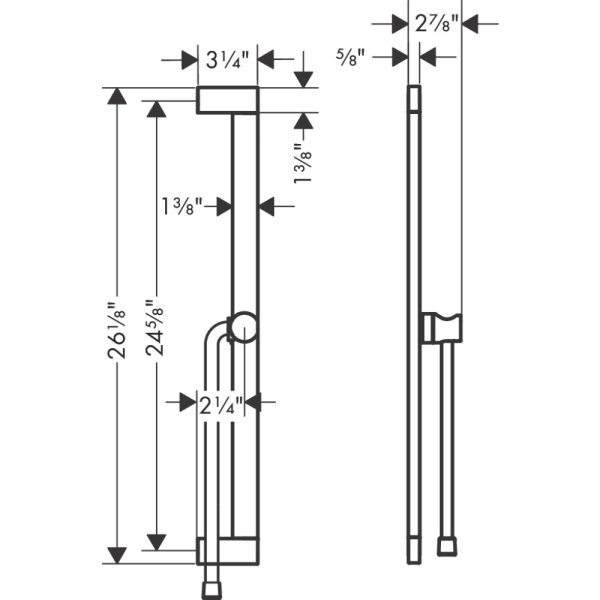 Душевая штанга hansgrohe Unica S Puro 650 мм со слайдером и шлангом Isiflex 1600 мм 24402700, матовый белый