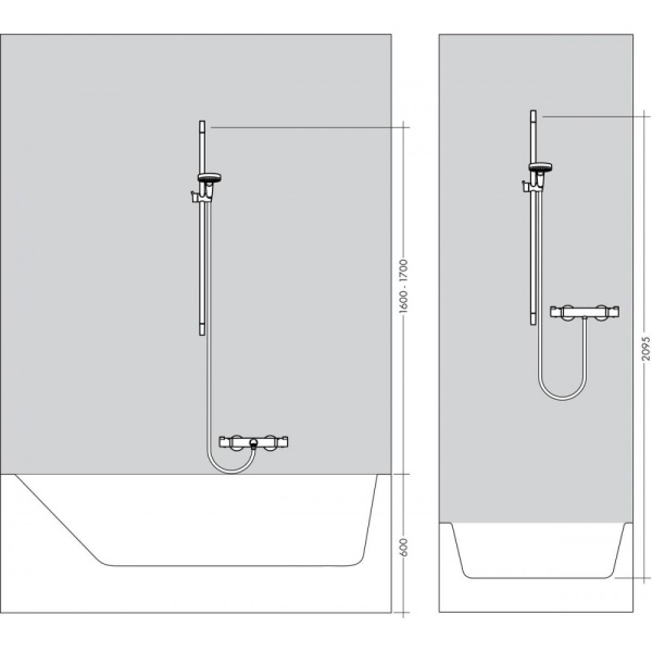 Душевая штанга hansgrohe Unica S Puro 65 см со шлангом 28632670, матовый черный