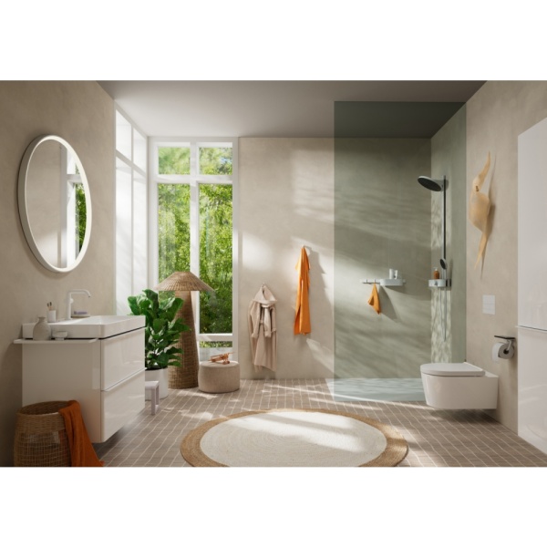 Смеситель для раковины hansgrohe Tecturis S 150 Fine CoolStart, EcoSmart+, со сливным клапаном Push-Open, 73340700, матовый белый