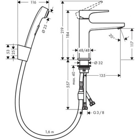 Набор для биде Hansgrohe 74522000, хром