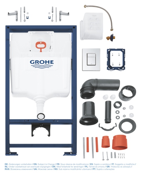 Система инсталляции для унитаза GROHE Rapid SL 3 в 1 с панелью смыва Skate Cosmopolitan, хром (38772001) со смывным бачком GD2