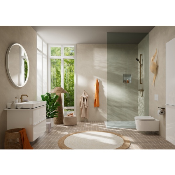 Смеситель для раковины hansgrohe Tecturis S 110 Fine CoolStart, EcoSmart+, с донным клапаном, 73323140, шлифованная бронза