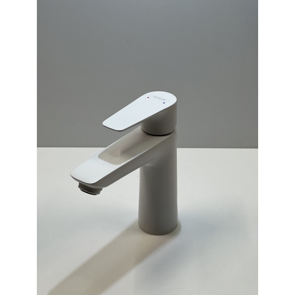 Смеситель для раковины hansgrohe Talis E 110, со сливным гарнитуром 71710700/U1, матовый белый, уцененный товар