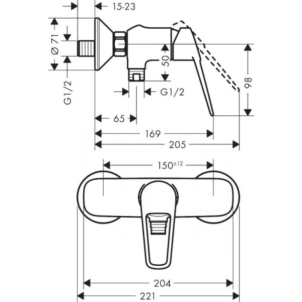 Смеситель hansgrohe Novus Loop для душа 71360000, хром