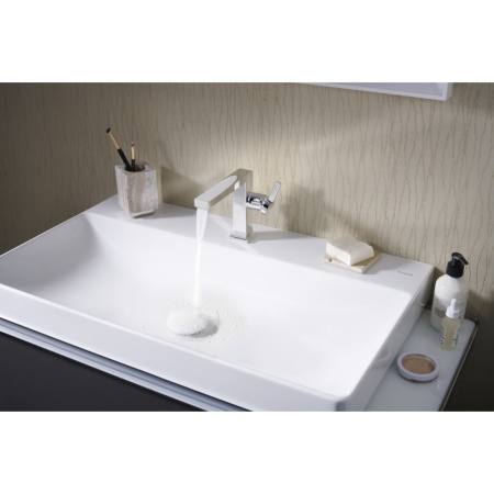 Смеситель для раковины hansgrohe Tecturis E 110 Fine CoolStart, EcoSmart+, с донным клапаном, 73023000, хром