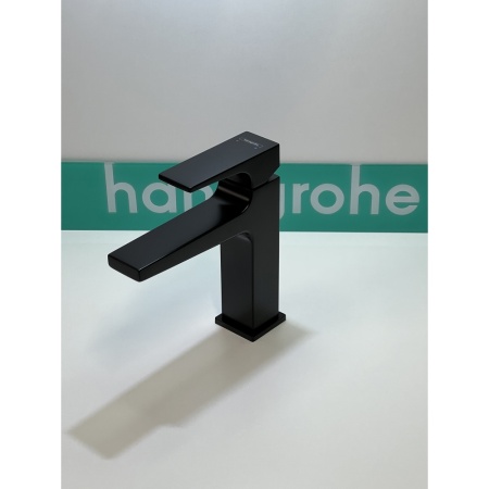 Смеситель для раковины hansgrohe Metropol 110 со сливным клапаном Push-Open 32507670/U, матовый черный, уцененный товар