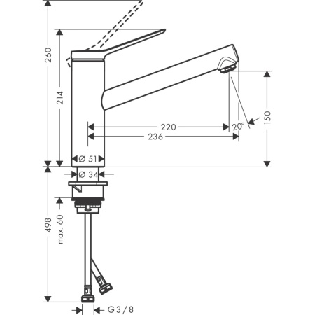 Смеситель для кухонной мойки hansgrohe Zesis M33 150, с поворотным изливом, для водонагревателей открытого типа 74811000, хром