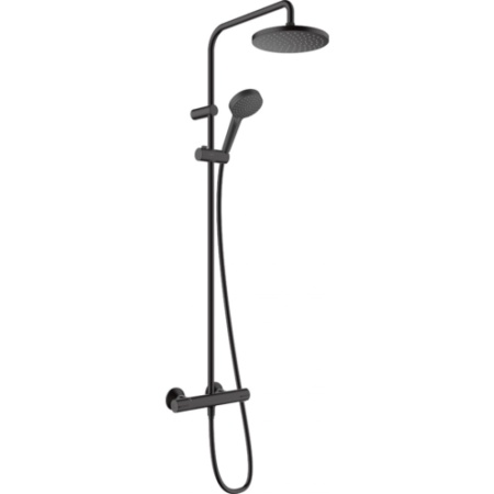 Душевая система Showerpipe 200 1jet с термостатом Hansgrohe Vernis Blend 26276670, матовый черный