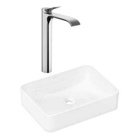 Готовый набор для раковины hansgrohe Xuniva Q накладной со смесителем Vivenis 250 HG-PR221, белый/хром