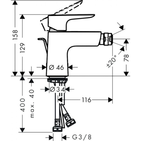 Смеситель hansgrohe Talis E для биде лиф. Бро, полир. золото нза 71720140