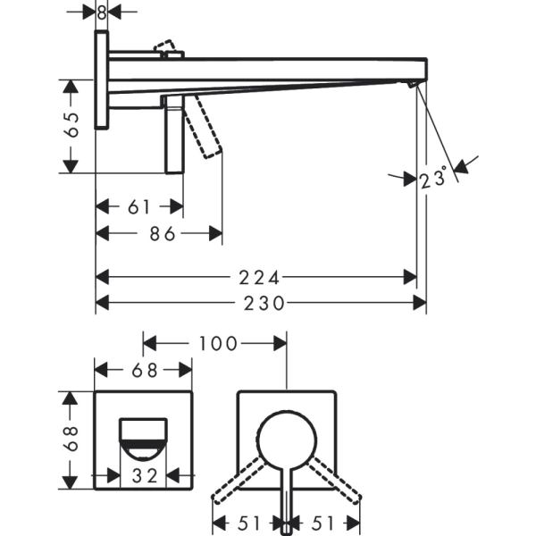 Внешняя часть смесителя для раковины hansgrohe Tecturis E скрытого монтажа, EcoSmart+, 73051700, матовый белый