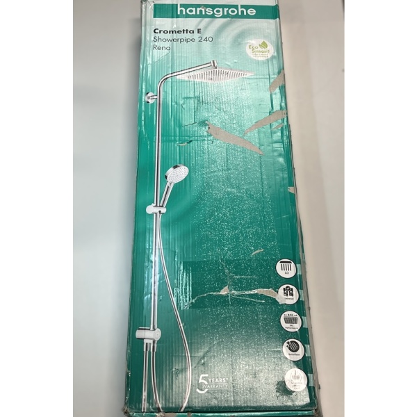 Душевая система hansgrohe Crometta E 240 1jet EcoSmart Reno с переключателем потоков 27289000/U, хром, уцененный товар