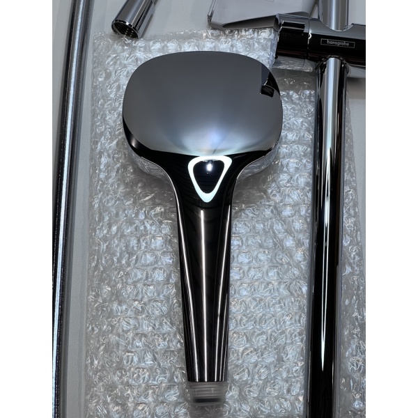 Душевой гарнитур hansgrohe Croma Select E 110 3jet Multi со штангой 90 см 26590400/U, белый/хром, уцененный товар