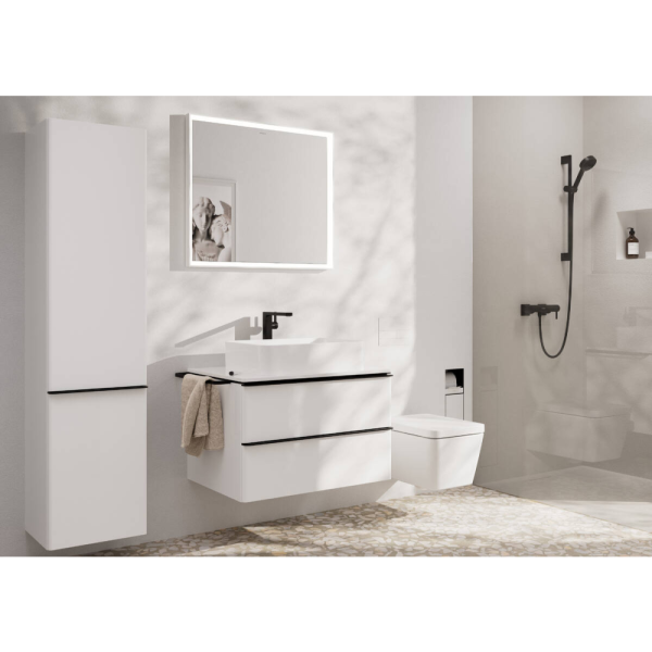 Смеситель для раковины hansgrohe Tecturis E 240 Fine CoolStart, EcoSmart+, с донным клапаном Push-Open, 73070670, матовый черный