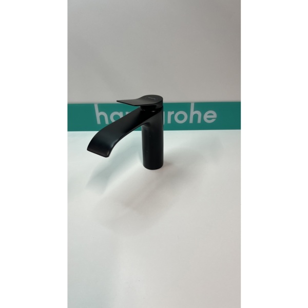 Смеситель для раковины hansgrohe Vivenis 110 со сливным гарнитуром, 75020670/U2, матовый черный, уцененный товар