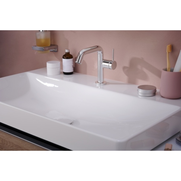 Смеситель для раковины hansgrohe Tecturis S 110 Fine CoolStart, EcoSmart+, с донным клапаном Push-Open, 73320000, хром