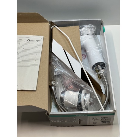 Смеситель для раковины hansgrohe Talis E 110, со сливным гарнитуром 71710700/U, матовый белый, уцененный товар