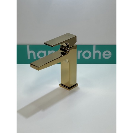 Смеситель для раковины hansgrohe Metropol 110 со сливным клапаном Push-Open 32507990/U, полированное золото, уцененный товар