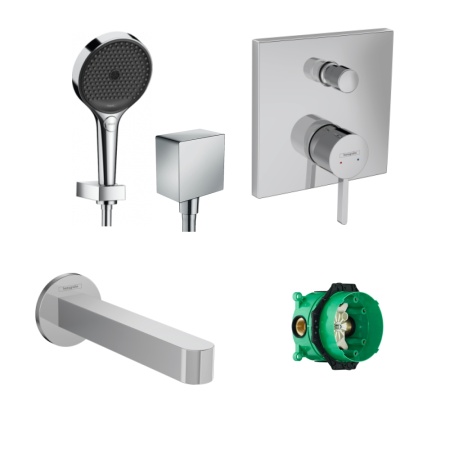 Готовый набор для ванны скрытого монтажа hansgrohe Finoris с ручным душем Rainfinity HG-PR72, хром