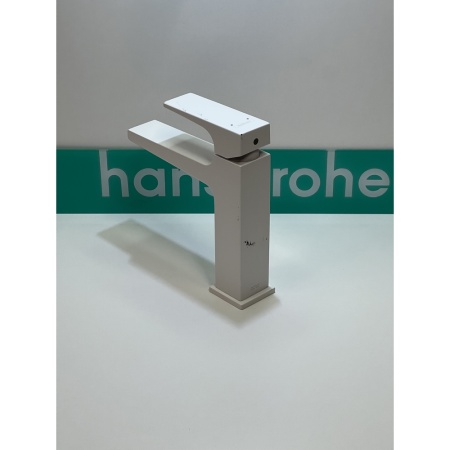 Смеситель для раковины hansgrohe Metropol 110 со сливным клапаном Push-Open 32507700/U, матовый белый, уцененный товар