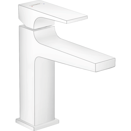 Смеситель для раковины hansgrohe Metropol 110 со сливным клапаном Push-Open 32507700/U, матовый белый, уцененный товар