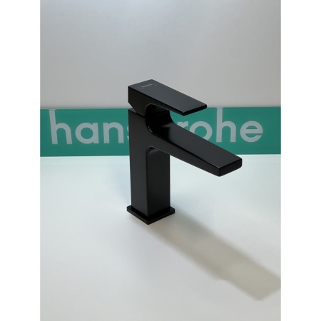Смеситель для раковины hansgrohe Metropol 110 со сливным клапаном Push-Open 32507670/U, матовый черный, уцененный товар