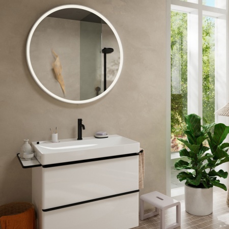 Cмеситель для раковины hansgrohe Tecturis S 110 EcoSmart+, с донным клапаном, 73310670, матовый черный