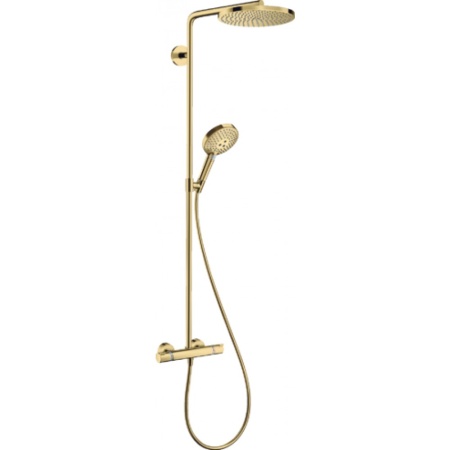 Душевая система hansgrohe Raindance Select S Showerpipe 240 1jet PowderRain с термостатом 27633990, полированное золото