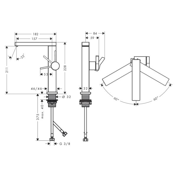 Смеситель для раковины hansgrohe Tecturis E 210 Fine, EcoSmart+, cо сливным гарнитуром Push-Open, 73060140, шлифованная бронза